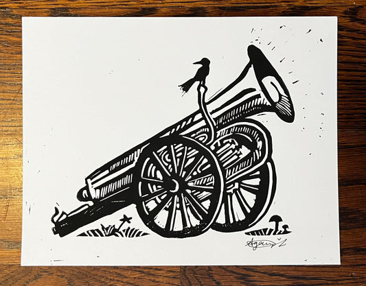 Limited Edition Linocut 6.5X8 Cannon Print (Signed by The Blasting Company)
