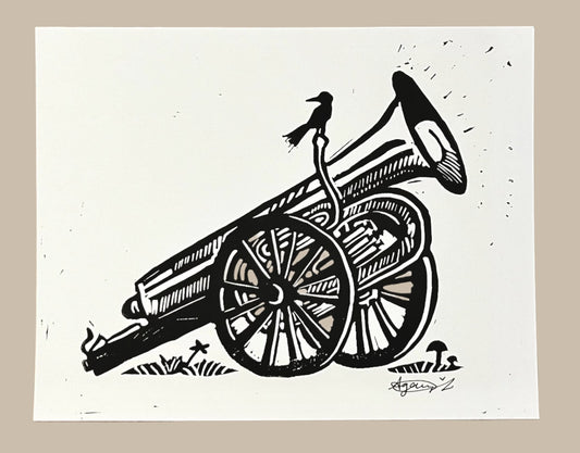 Limited Edition Linocut 6.5X8 Cannon Print (Signed by The Blasting Company)