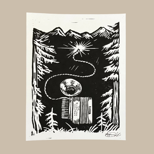 Limited Edition Linocut 6.5X8 Mountain Print (Signed by The Blasting Company)